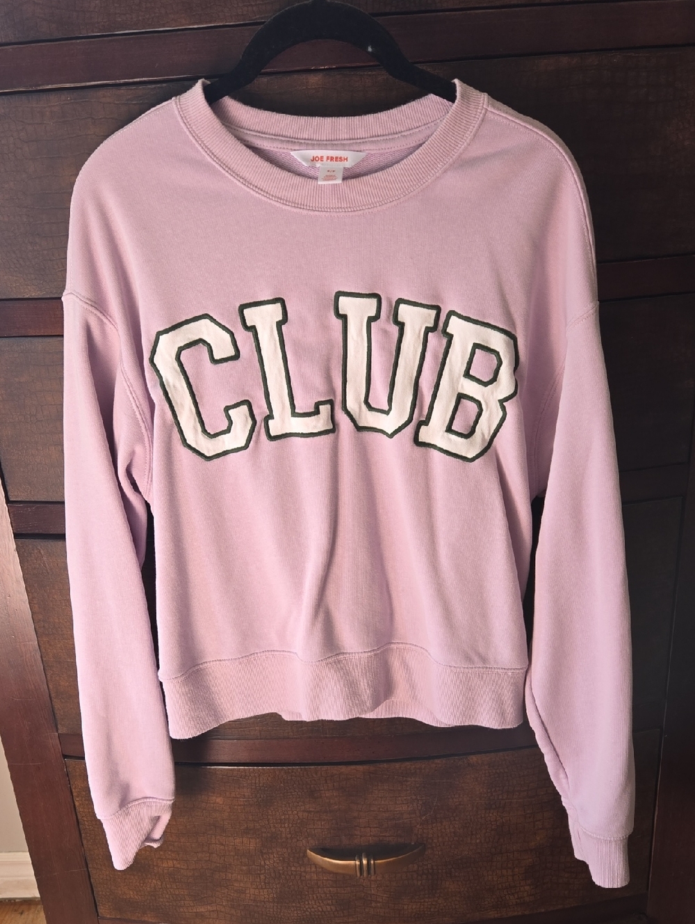 Joe Fresh Light Pink CLUB Appliqué Crewneck Sweatshirt